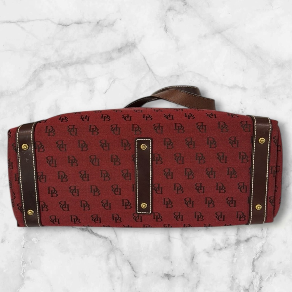 Dooney & Bourke Red Monogram Canvas Tote Bag - Picture 6 of 14